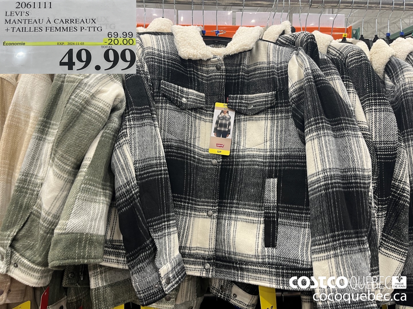 2061111 LEVI'S MANTEAU A CARREAUX  ($20.00 INSTANT SAVINGS EXPIRES ON 2024-11-03) $49.99