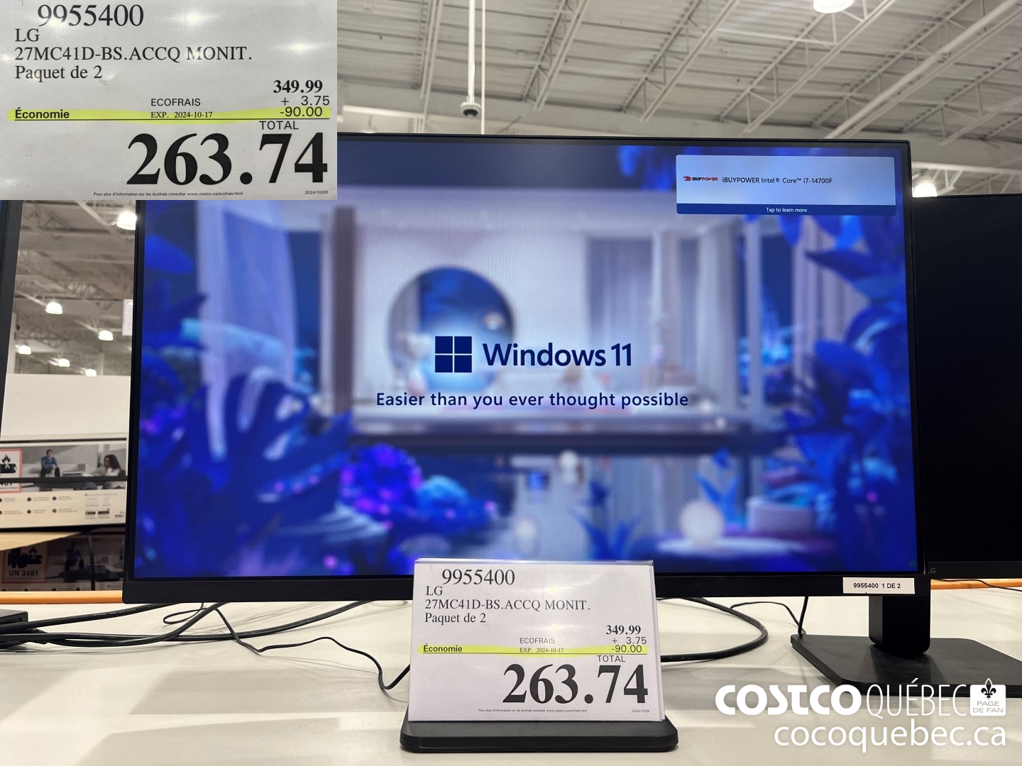 9955400 LG Paquet de 2  ($90.00 INSTANT SAVINGS EXPIRES ON 2024-10-17) $263.74