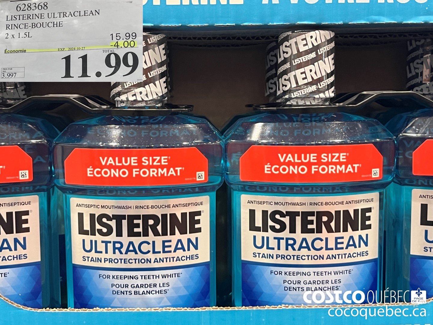 628368 LISTERINE ULTRACLEAN RINCE-BOUCHE ($4.00 INSTANT SAVINGS EXPIRES ON 2024-10-27) $11.99