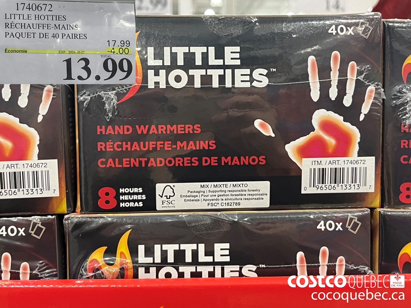 1740672 LITTLE HOTTIES RECHAUFFE-MAINS PAQUET DE 40 PAIRES 13. 99  ($4.00 INSTANT SAVINGS EXPIRES ON 2024-10-27)