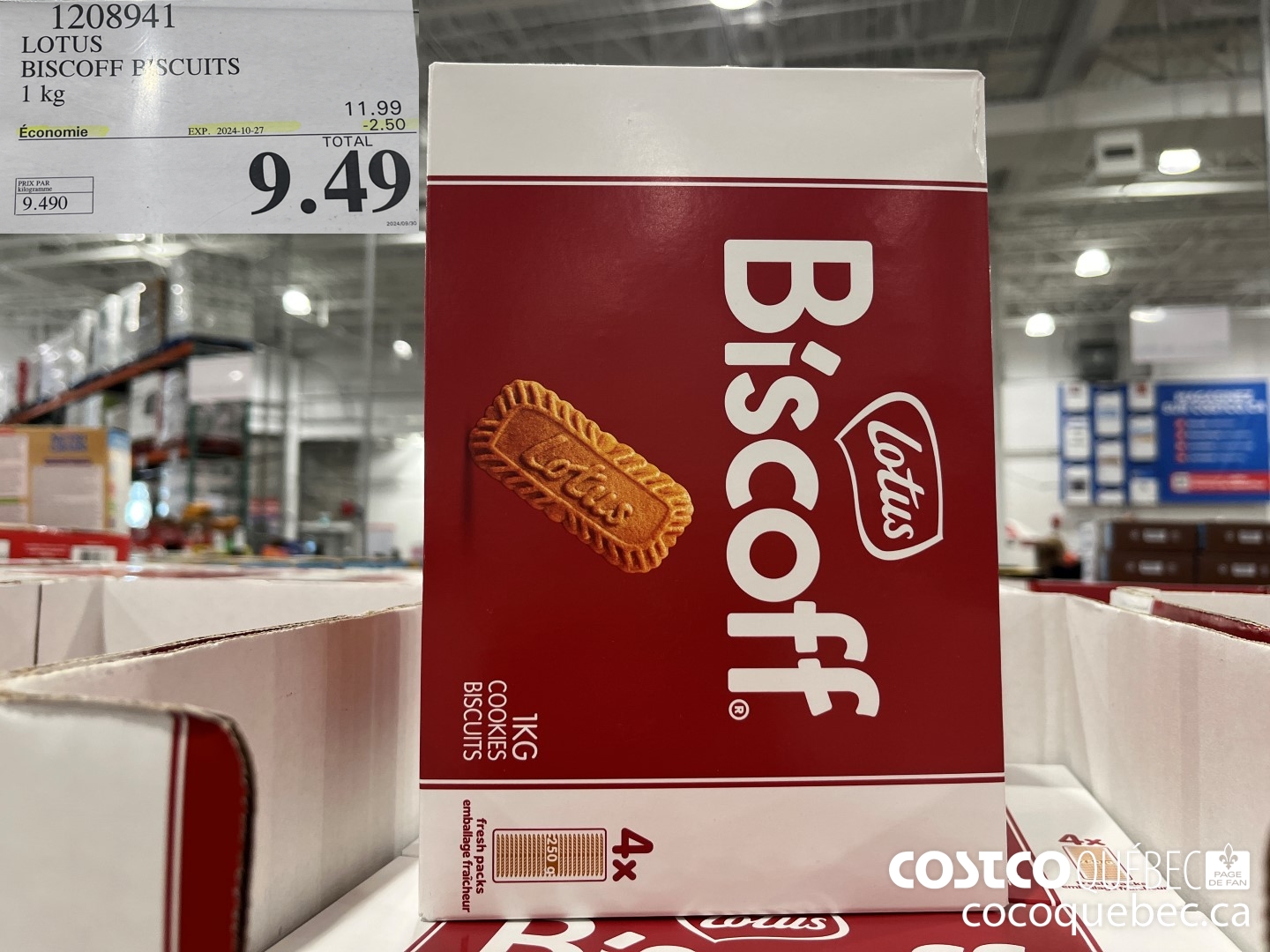 1208941 LOTUS BISCOFF BISCUITS 1 kg  ($2.50 INSTANT SAVINGS EXPIRES ON 2024-10-27) $9.49