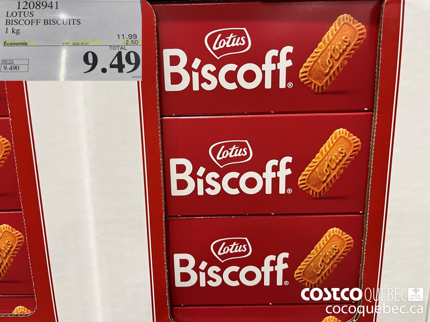 1208941 LOTUS BISCOFF I kg  ($2.50 INSTANT SAVINGS EXPIRES ON 2024-10-27) $9.49