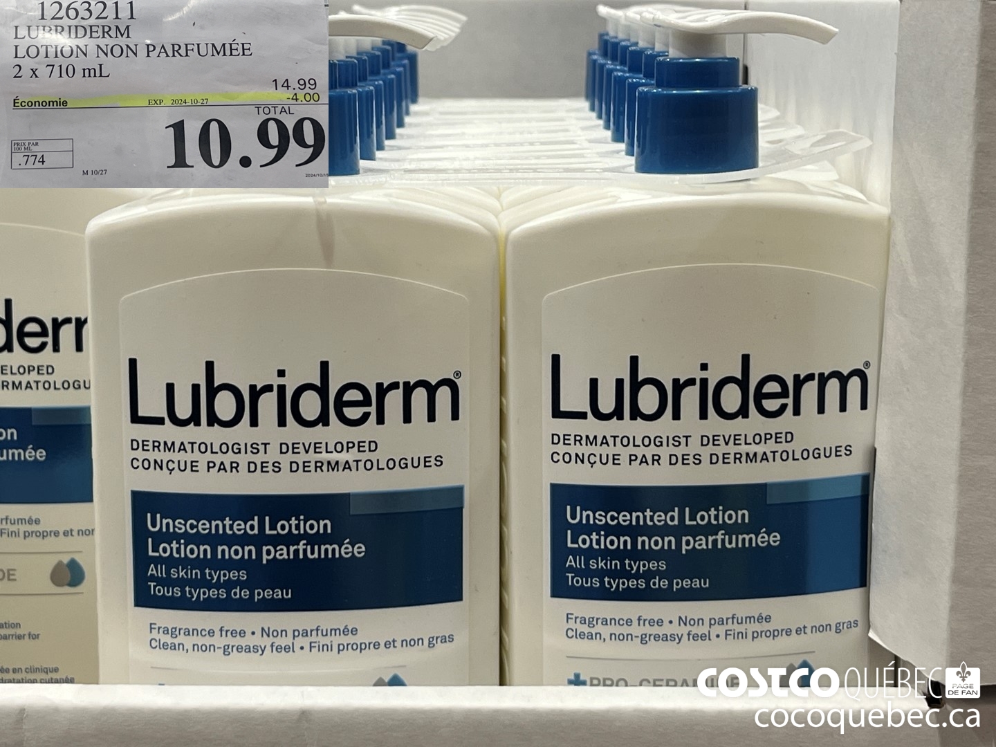 1263211 LUBRIDERM LOTION NON PARFUMEE 2x 710 mL ($4.00 INSTANT SAVINGS EXPIRES ON 2024-10-27) $10.99