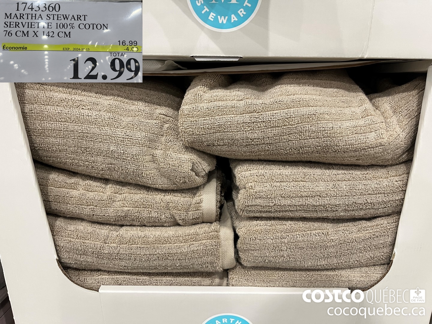 1745360 MARTHA STEWART SERVIETTE 100% COTON 76 CM X 142 CM  ($4.00 INSTANT SAVINGS EXPIRES ON 2024-10-13) $12.99