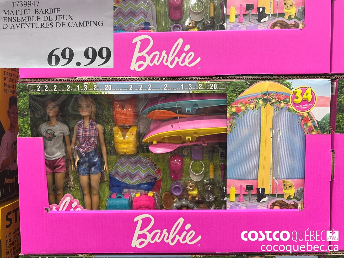 1739947 MATTEL BARBIE ENSEMBLE DE JEUX D'AVENTURES DE CAMPING  $69.99