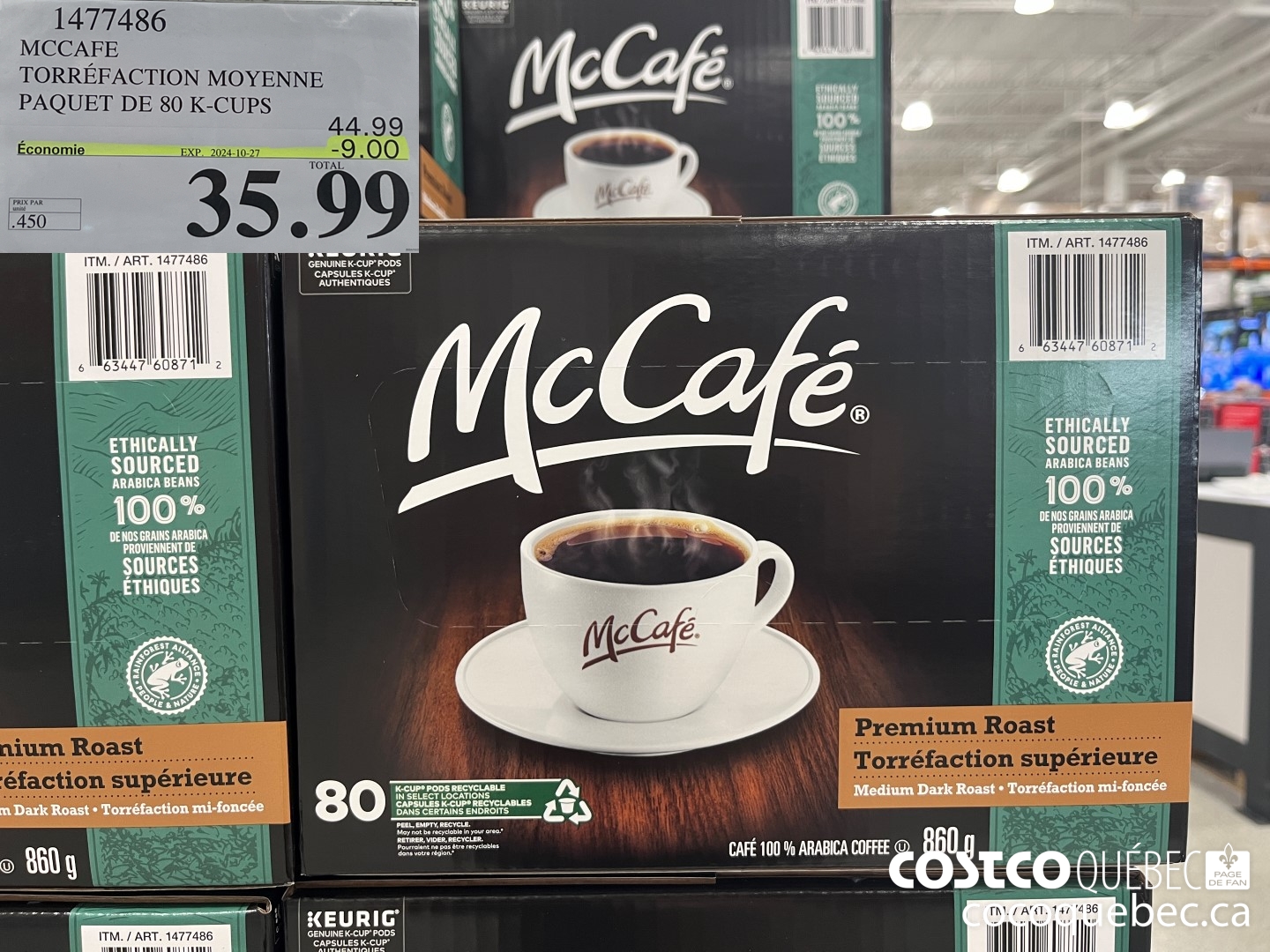 1477486 MCCAFE TORREFACTION MOYENNE BOITE DE 80 K-CUPS  ($9.00 INSTANT SAVINGS EXPIRES ON 2024-10-27) $35.99