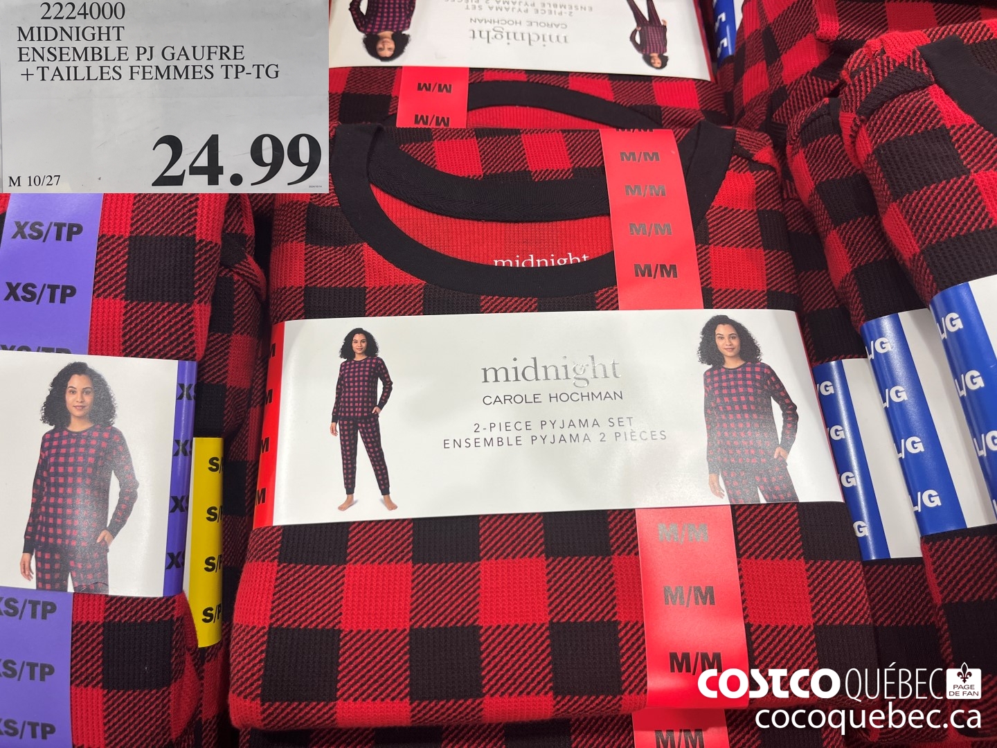 2224000 MIDNIGHT ENSEMBLE PJ GAUFRE TAILLES FEMMES TP-TG  $24.99