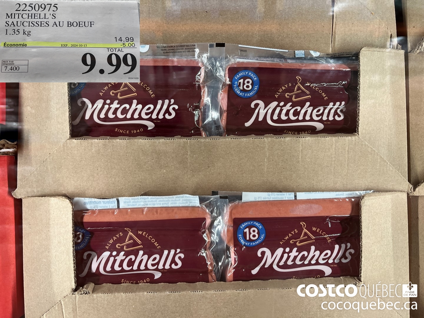 2250975 MITCHELL'S SAUCISSES AU BOEUF  ($5.00 INSTANT SAVINGS EXPIRES ON 2024-10-13) $9.99