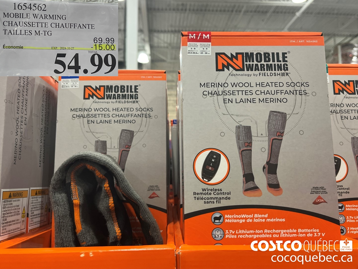 1654562 MOBILE WARMING CHAUSSETTE CHAUFFANTE TAILLES M-TG ($15.00 INSTANT SAVINGS EXPIRES ON 2024-10-27) $54.99