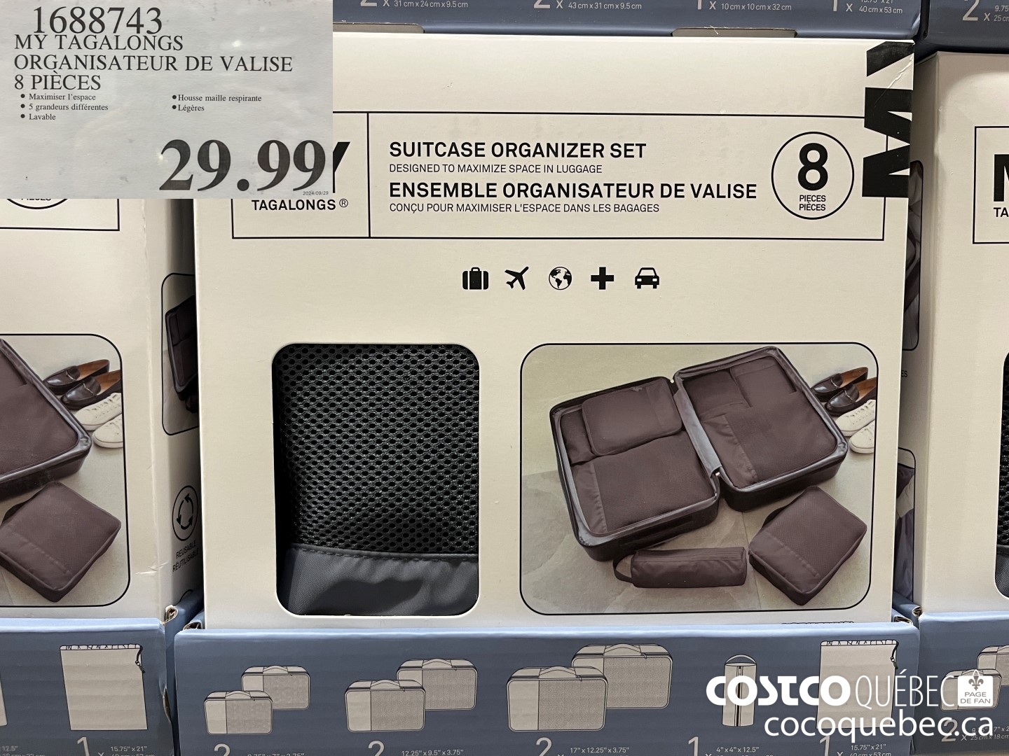 1688743 MY TAGALONGS ORGANISATEUR DE VALISE 8 PIECES  $29.99