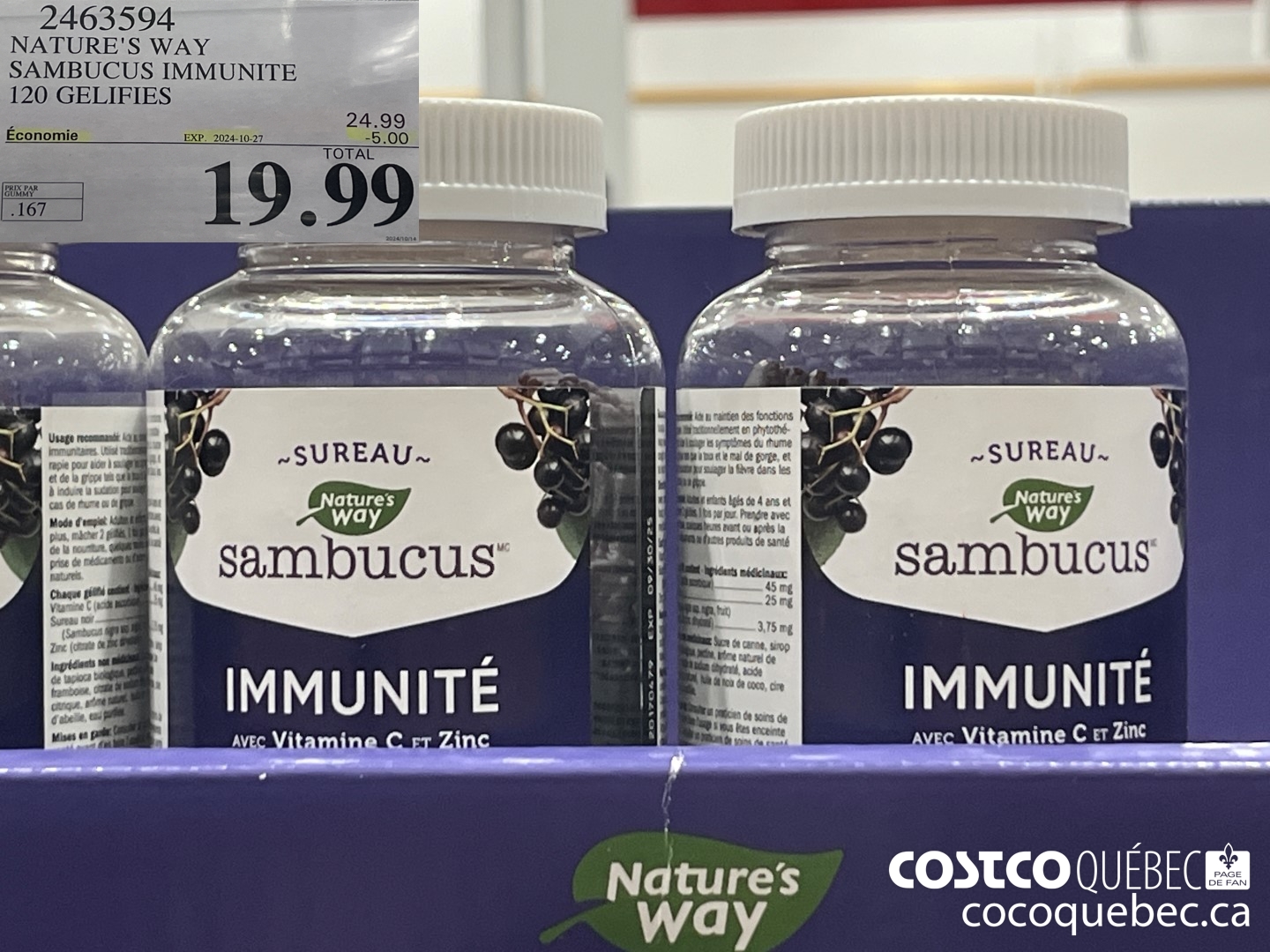 2463594 NATURE'S WAY SAMBUCUS IMMUNITE ($5.00 INSTANT SAVINGS EXPIRES ON 2024-10-27) $19.99