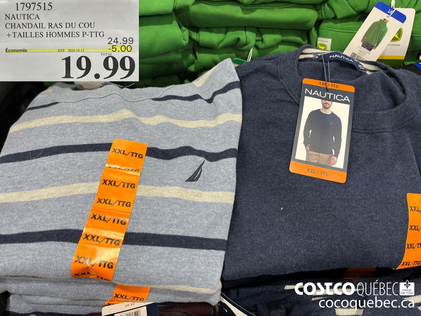 1797515 NAUTICA CHANDAIL RAS DU COU +TAILLES HOMMES P-TTG  ($5.00 INSTANT SAVINGS EXPIRES ON 2024-10-13) $19.99