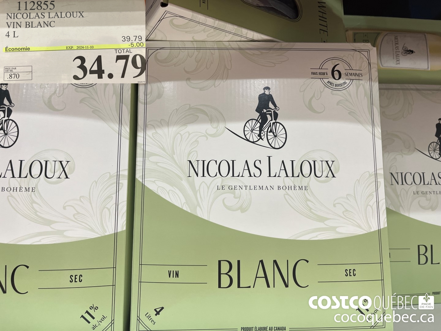112855 NICOLAS LALOUX VIN BLANC 4L ($5.00 INSTANT SAVINGS EXPIRES ON 2024-11-10) $34.79