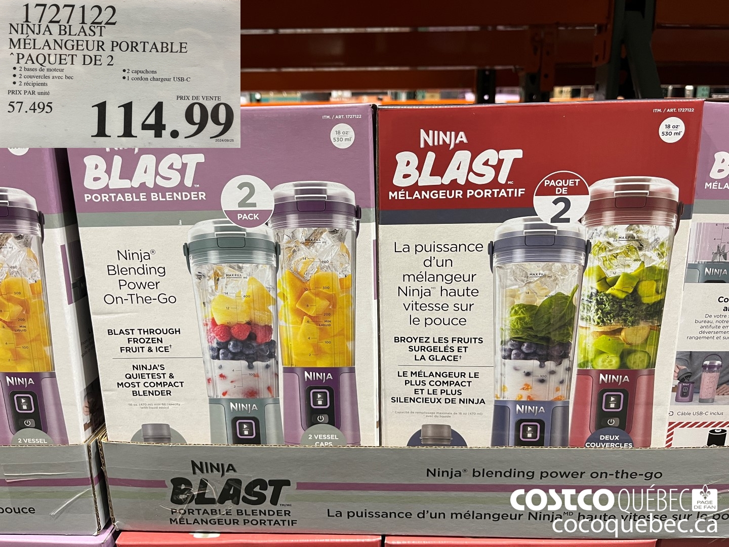 1727122 NINJA BLAST MELANGEUR PORTABLE PAQUET DE 2  $114.99