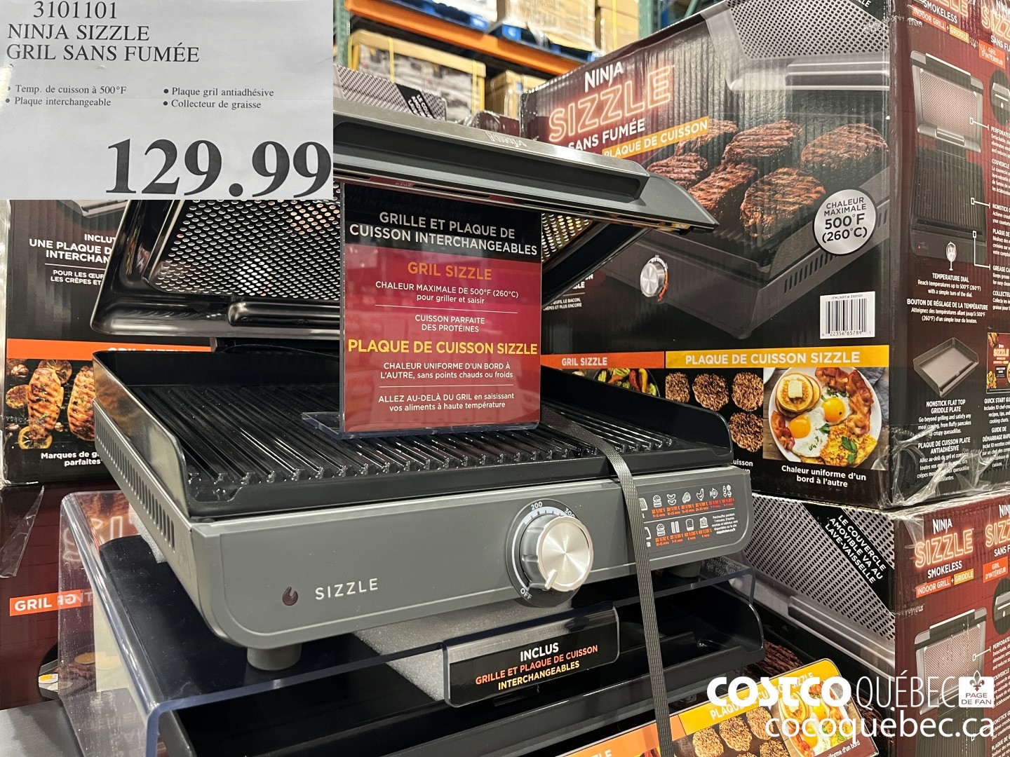 3101101 NINJA SIZZLE GRIL SANS FUMEE  $129.99