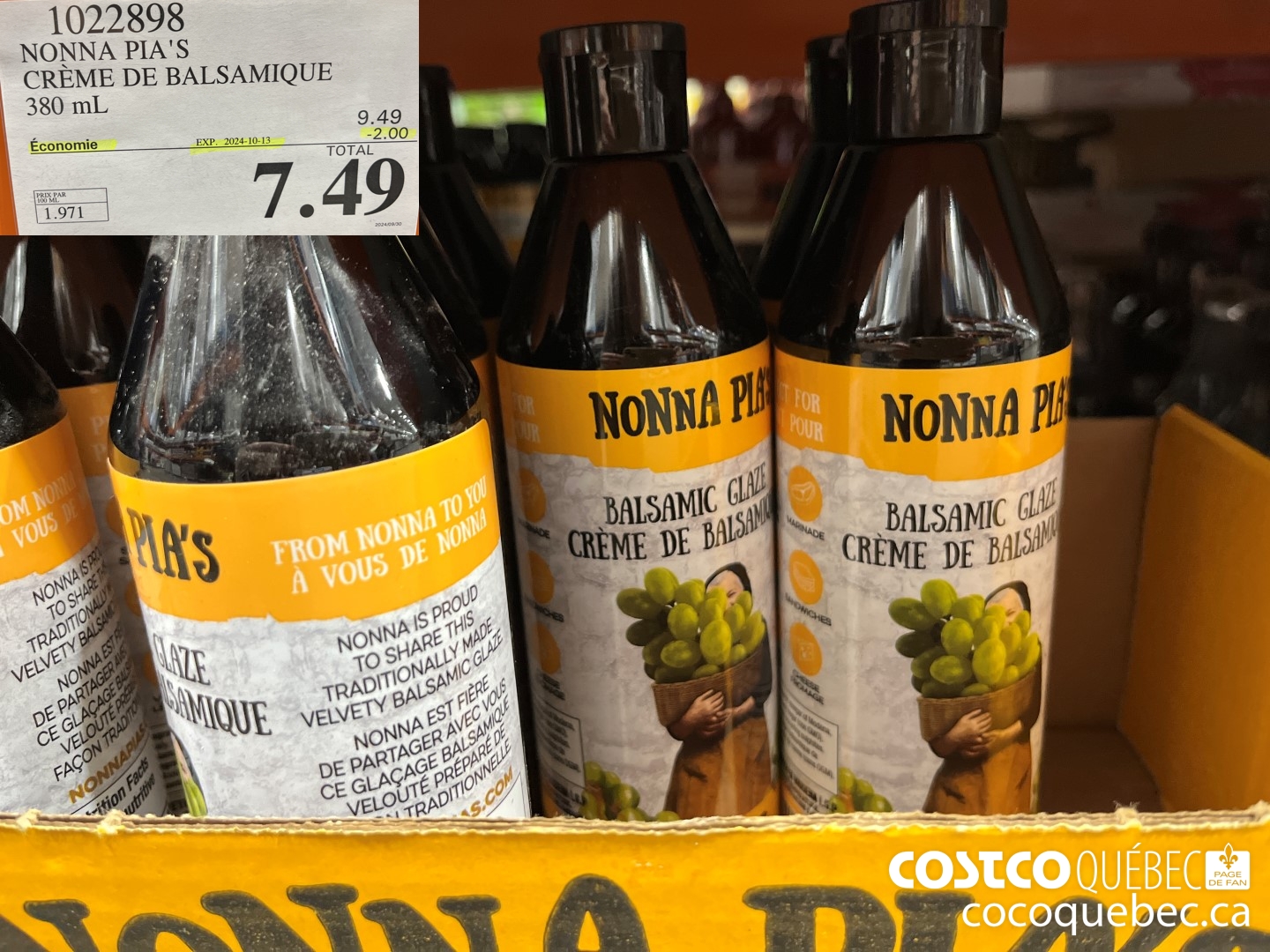 1022898 NONNA PIA'S CREME DE BALSAMIQUE 380 mL ($2.00 INSTANT SAVINGS) $7.49