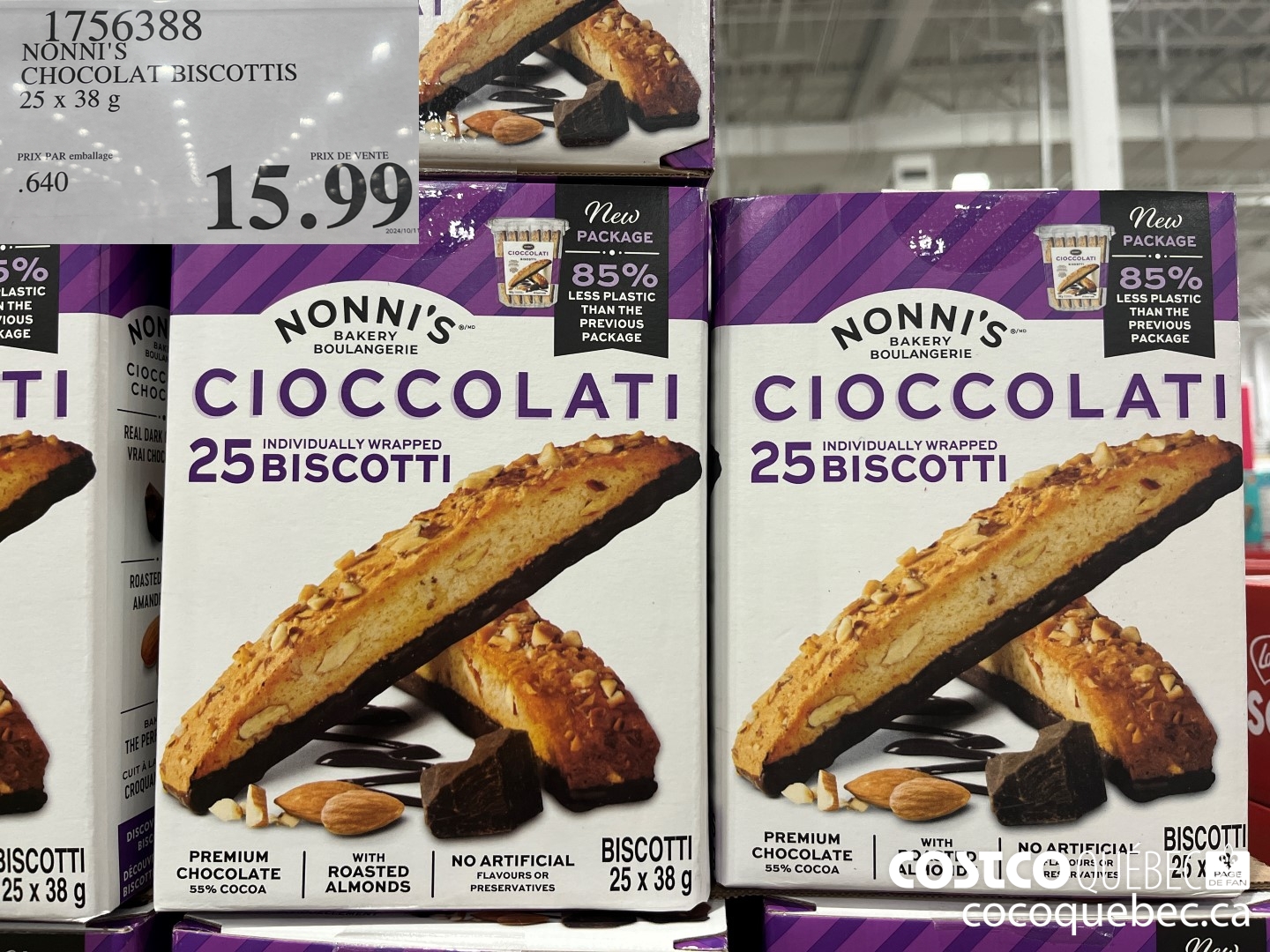 17356388 NONNI'S CHOCOLAT BISCOTTIS 25 x 38 G  $15.99