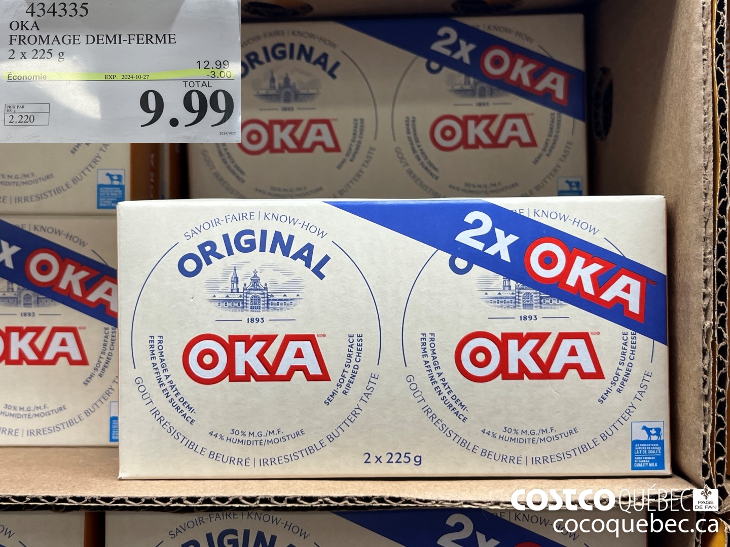 434335 OKA FROMAGE DEMI-FERME 2x 225g ($3.00 INSTANT SAVINGS EXPIRES ON 2024-10-27) $9.99