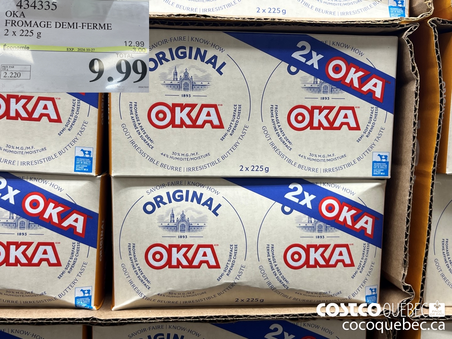 434335 OKA FROMAGE DEMI-FERME 2x 225g ($3.00 INSTANT SAVINGS EXPIRES ON 2024-10-27) $9.99