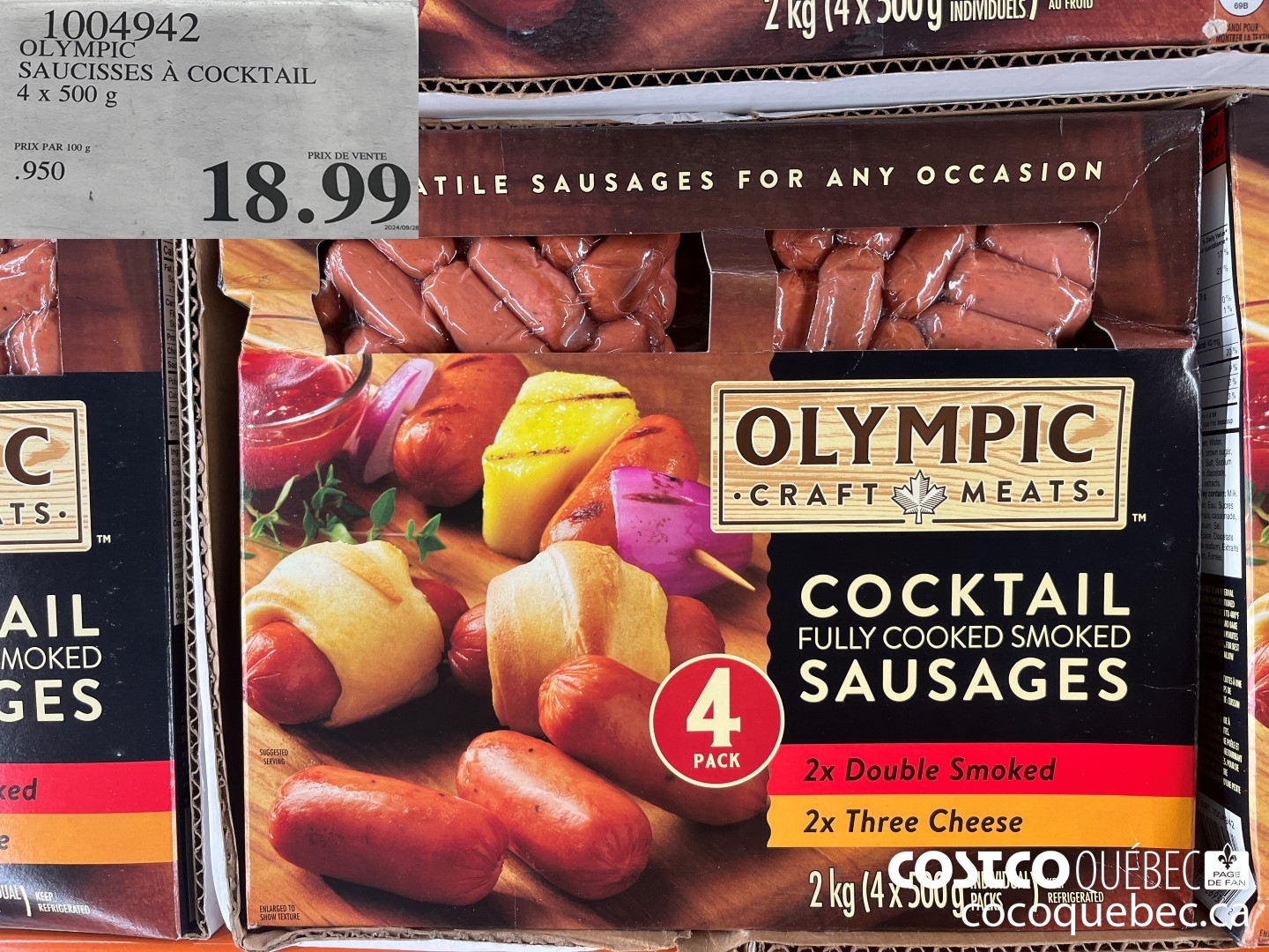1004942 OLYMPIC SAUCISSES A COCKTAIL 4x 500 G  $18.99