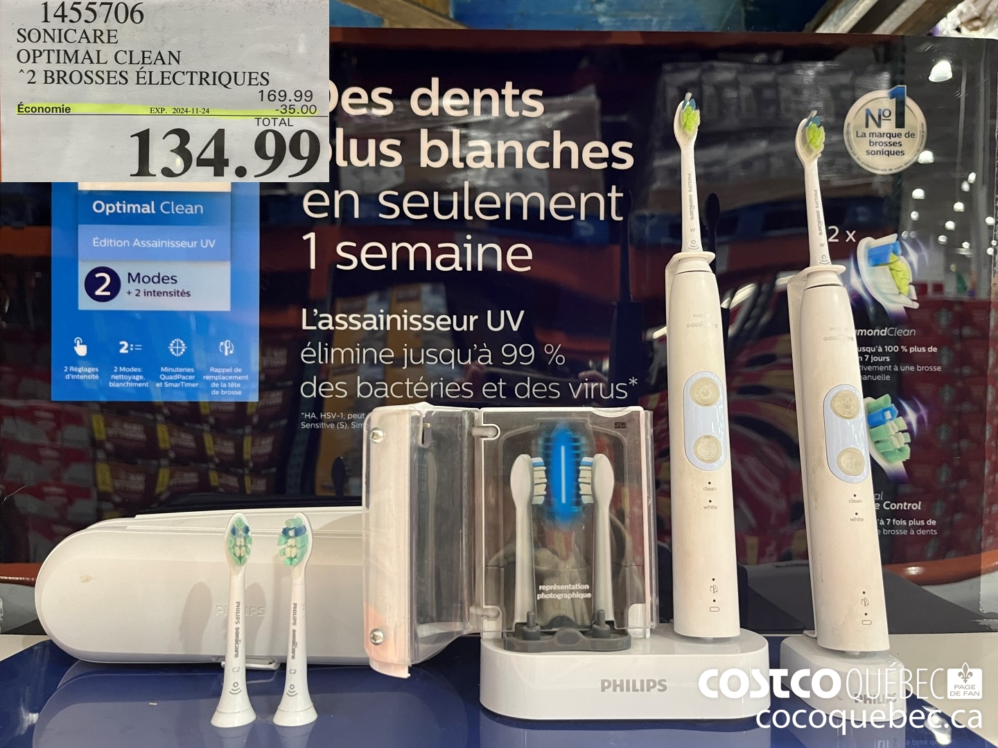 1455706 OPTIMAL CLEAN 2 BROSSES ELECTRIQUES ($35.00 INSTANT SAVINGS EXPIRES ON 2024-11-24) $134.99