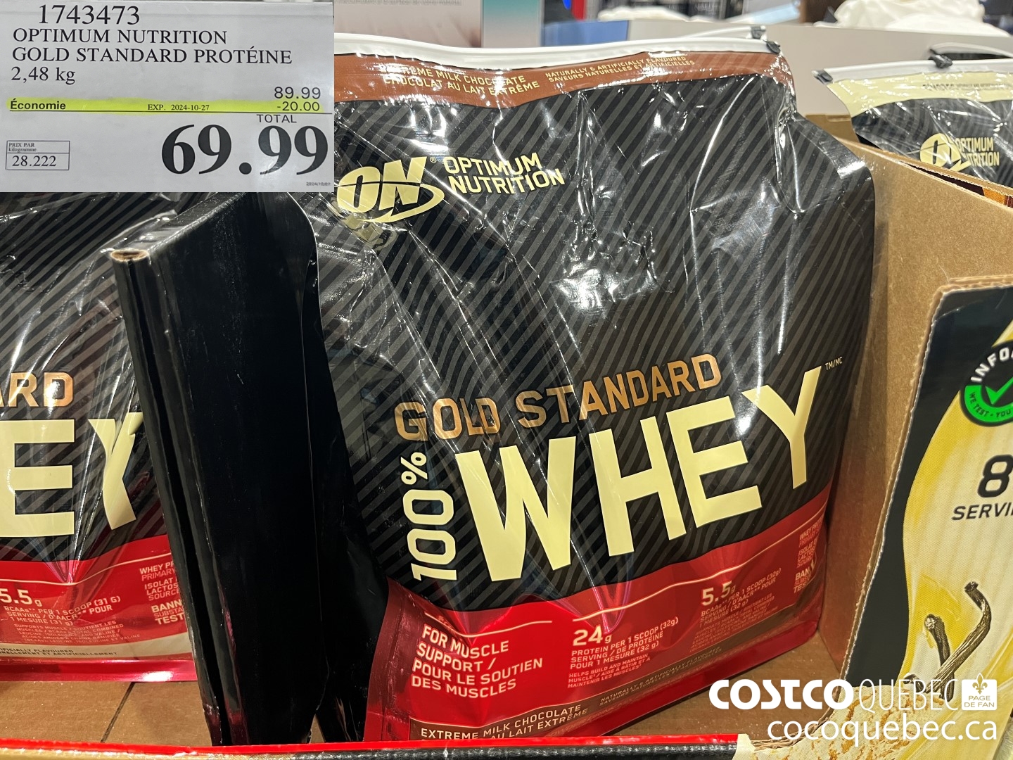 1743473 OPTIMUM NUTRITION GOLD STANDARD PROTEINE 2,48 kg  ($20.00 INSTANT SAVINGS EXPIRES ON 2024-10-27) $69.99