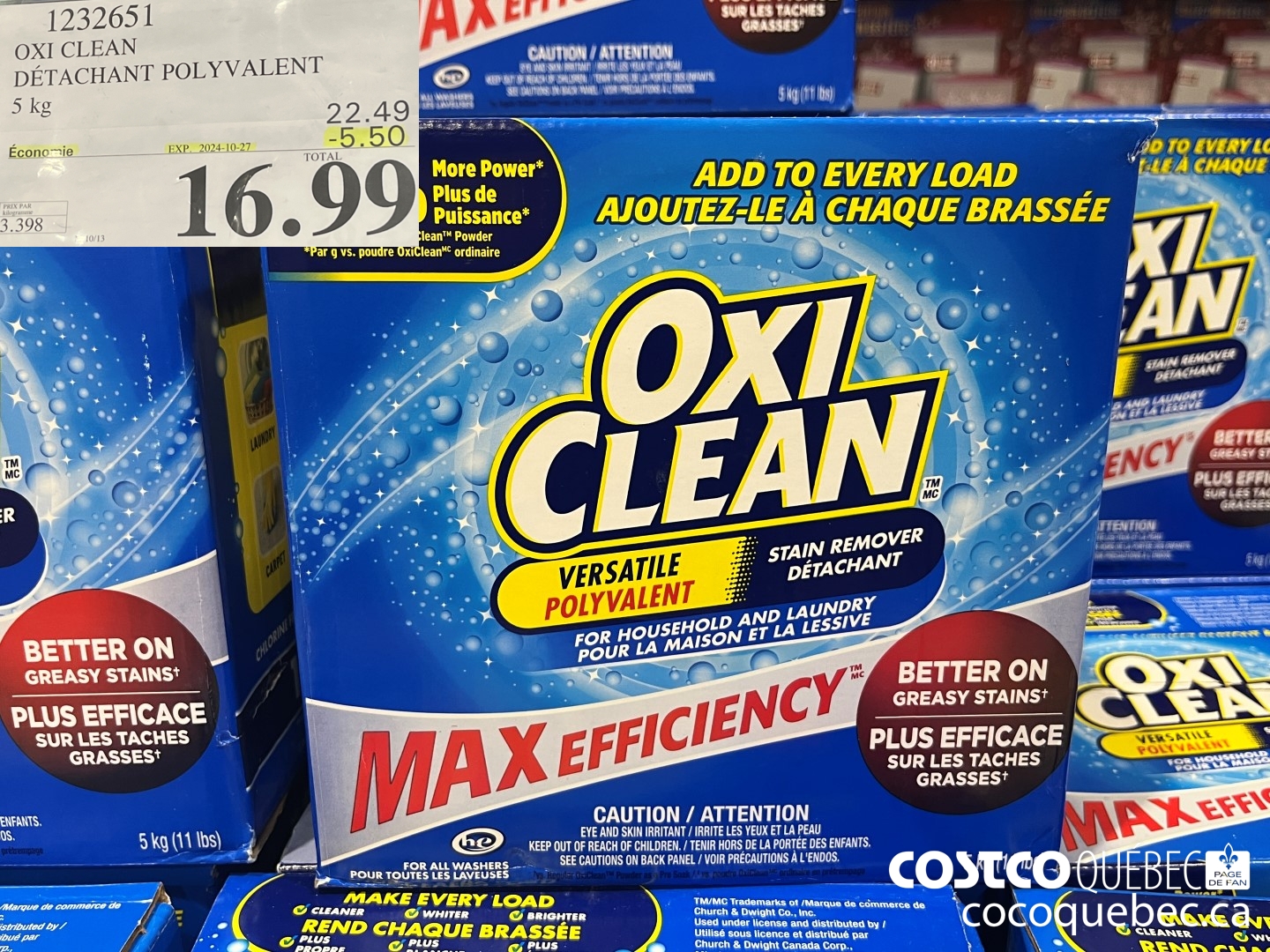 1232651 OXI CLEAN DETACHANT POLYVALENT 5 KG ($5.50 INSTANT SAVINGS EXPIRES ON 2024-10-27) $16.99