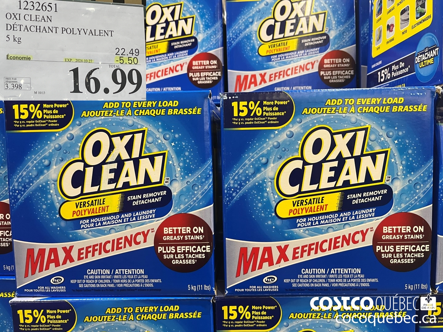 1232651 OXI CLEAN DETACHANT POLYVALENT 5 KG ($5.50 INSTANT SAVINGS EXPIRES ON 2024-10-27) $16.99