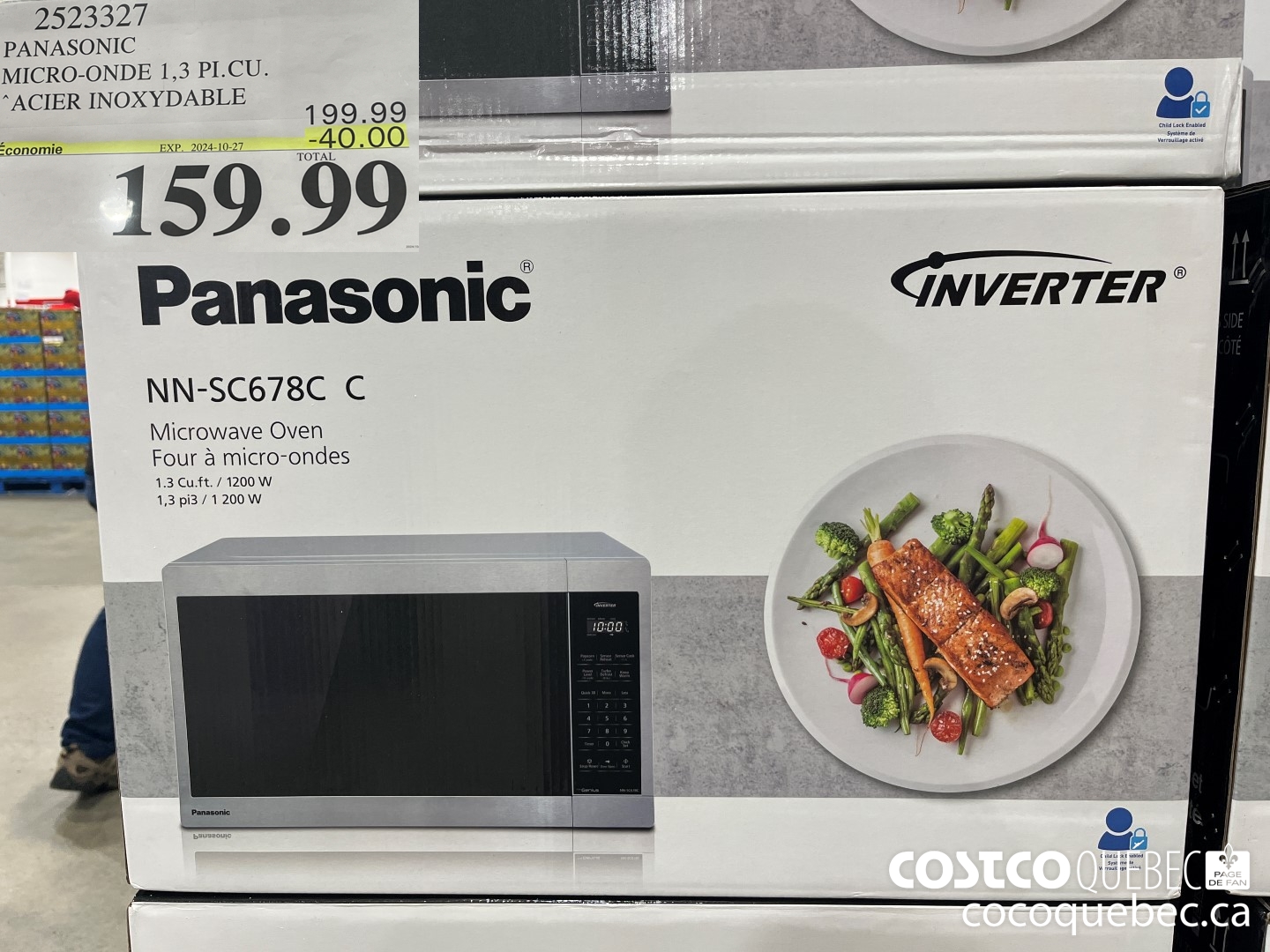 2523327 PANASONIC MICRO-ONDE 1,3 PI.CU.  ($40.00 INSTANT SAVINGS EXPIRES ON 2024-10-27) $159.99