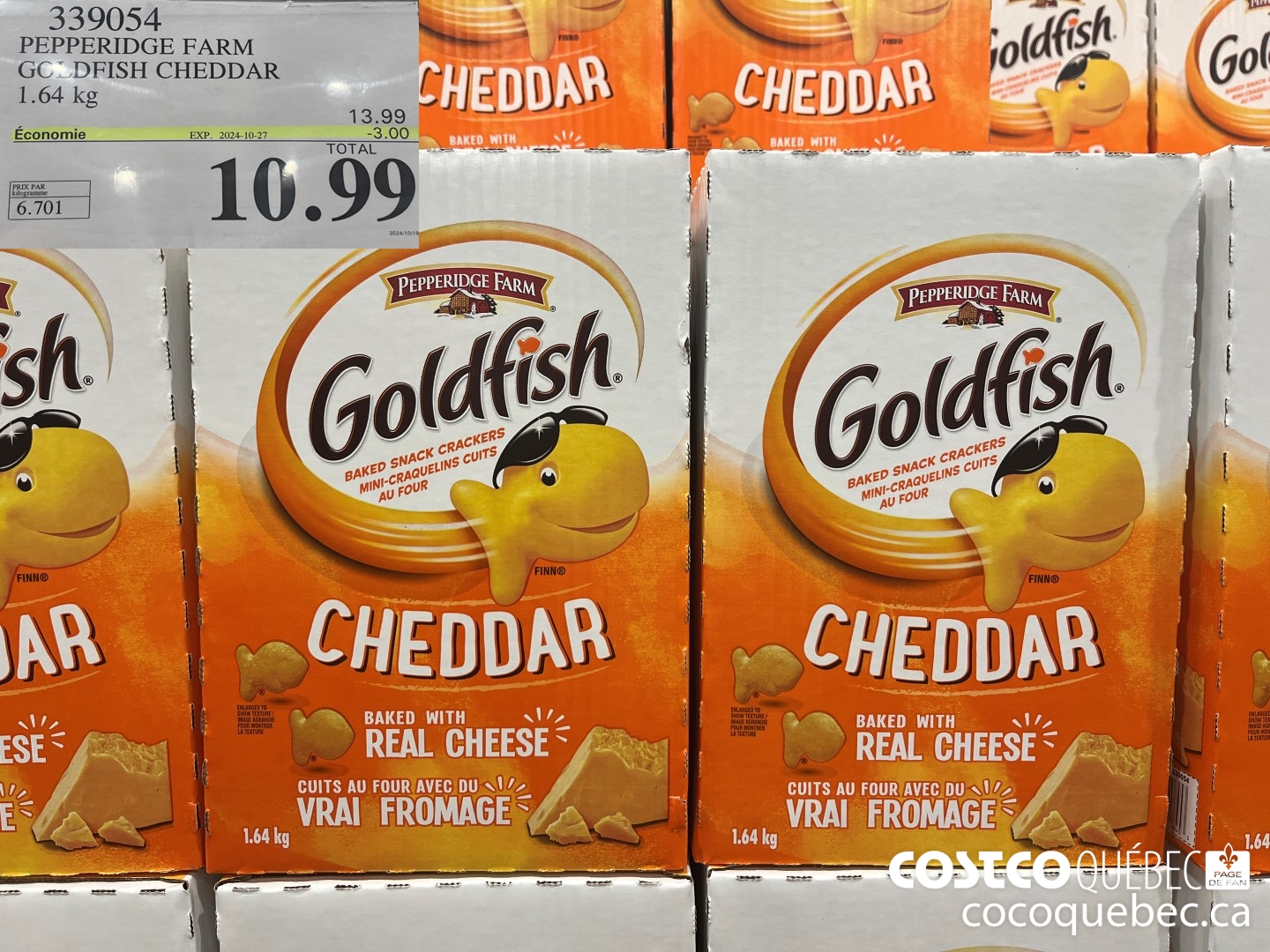 339054 PEPPERIDGE FARM GOLDFISH CHEDDAR 1.64 KG ($3.00 INSTANT SAVINGS EXPIRES ON 2024-10-27) $10.99