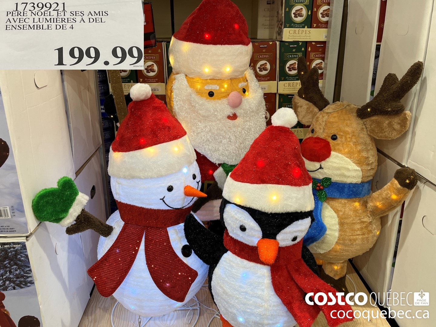 1739921 PERE NOEL ET SES AMIS AVEC LUMIERES A DEL ENSEMBLE DE 4  $199.99