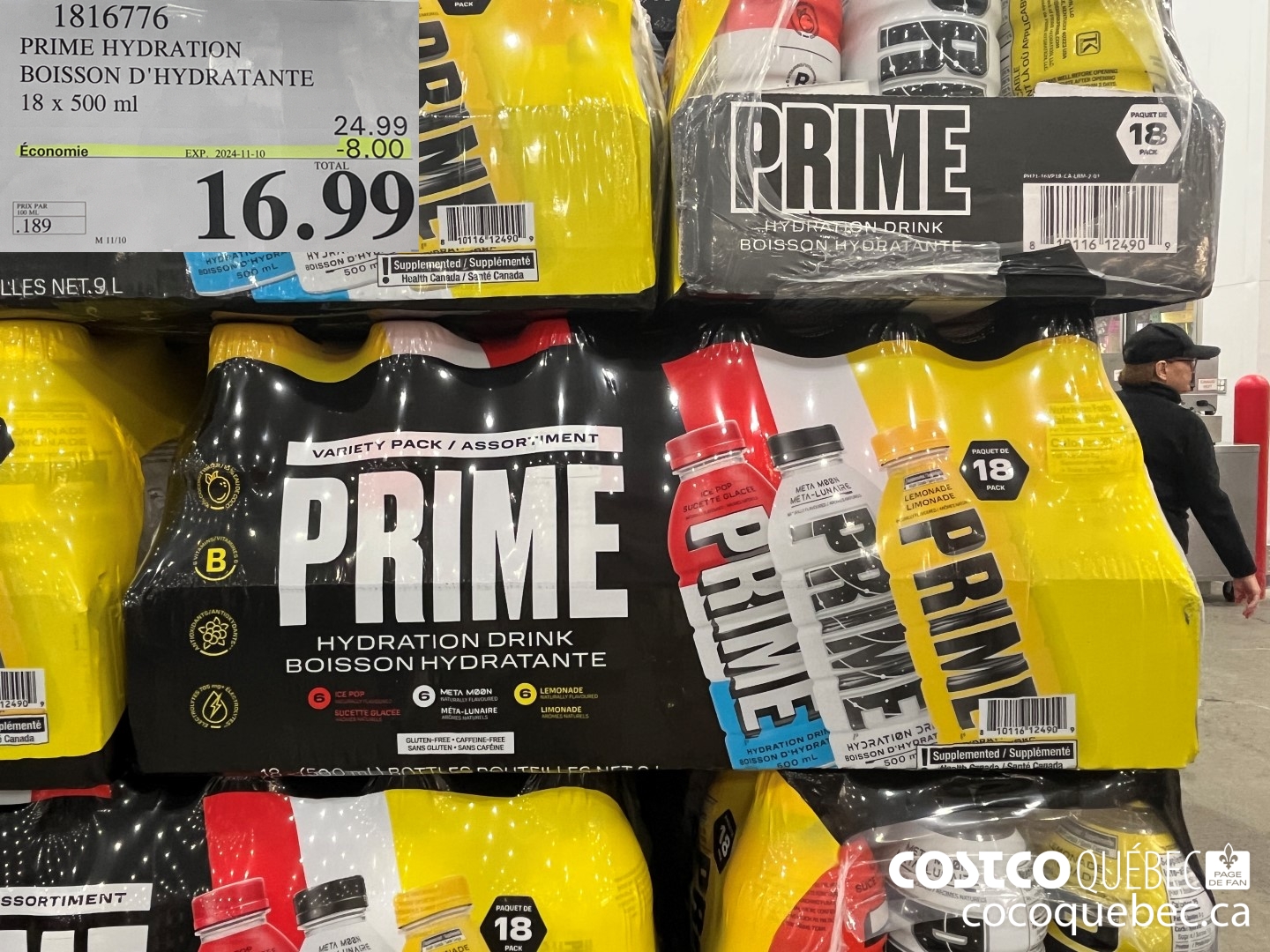 1816776 PRIME HYDRATION BOISSON D'HYDRATANTE 18 x 500 ml  ($8.00 INSTANT SAVINGS EXPIRES ON 2024-11-10) $16.99