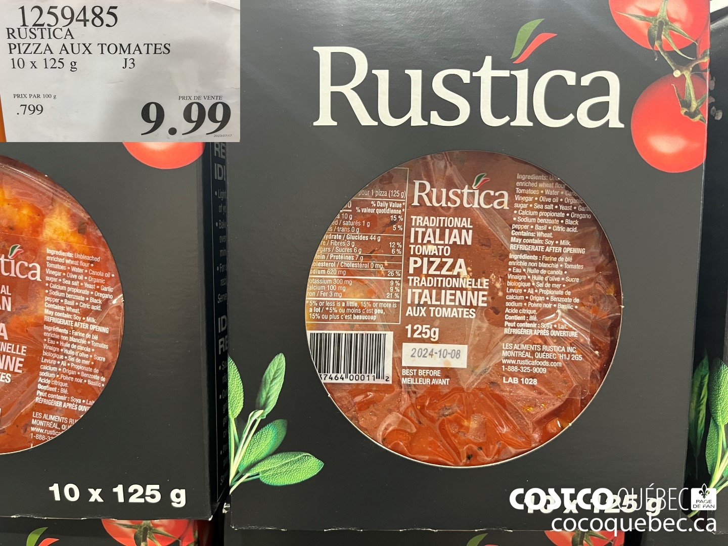 1259485 RUSTIC PIZZA AUX TOMATES  $9.99