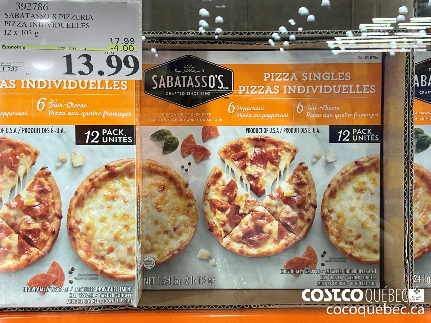 392786 SABATASSO'S PIZZERIA PIZZA INDIVIDUELLES 12x103g ($4.00 INSTANT SAVINGS EXPIRES ON 2024-11-10) $13.99
