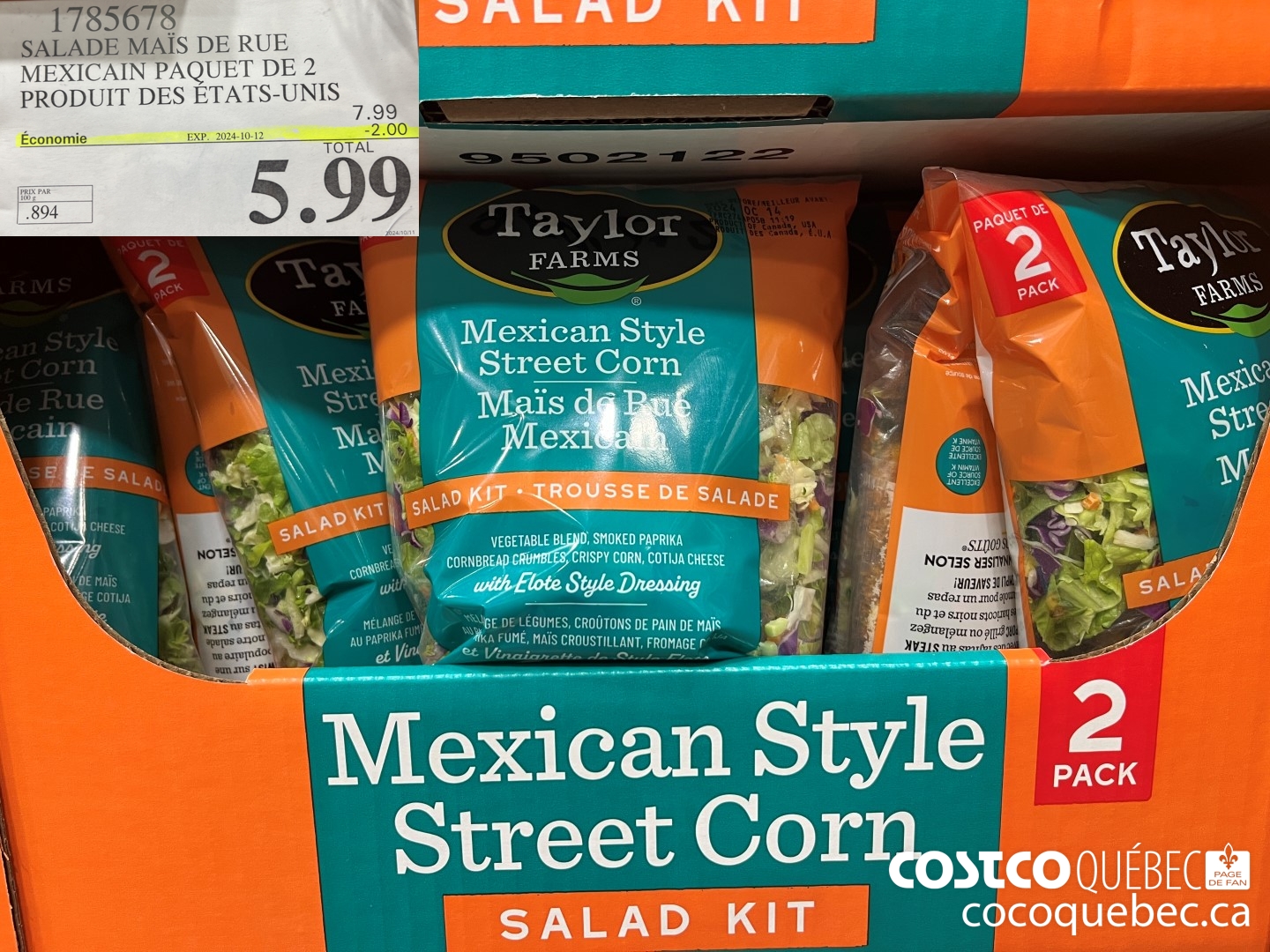 1785678 SALADE MAIS DE RUE MEXICAIN PAQUET DE 2 PRODUIT DES ETATS-UNIS  ($2.00 INSTANT SAVINGS EXPIRES ON 2024-10-13) $5.99