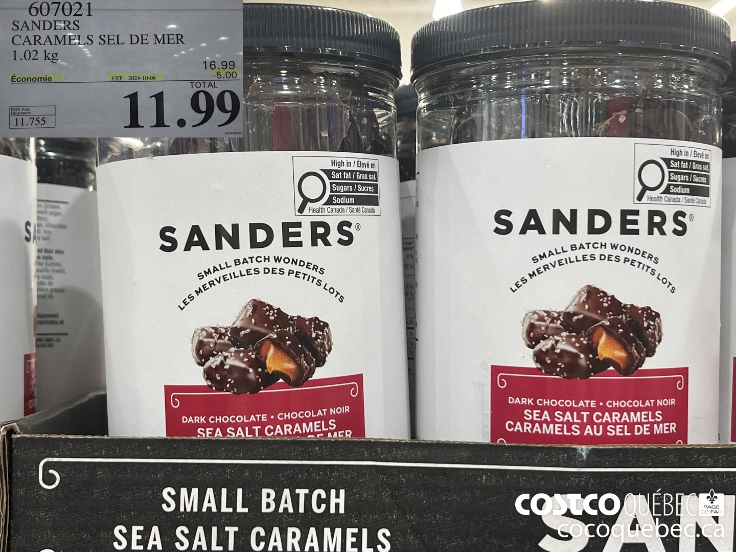 607021 SANDERS CARAMELS SEL DE MER 1.02 kg ($5.00 INSTANT SAVINGS EXPIRES ON 2024-10-06) $11.99