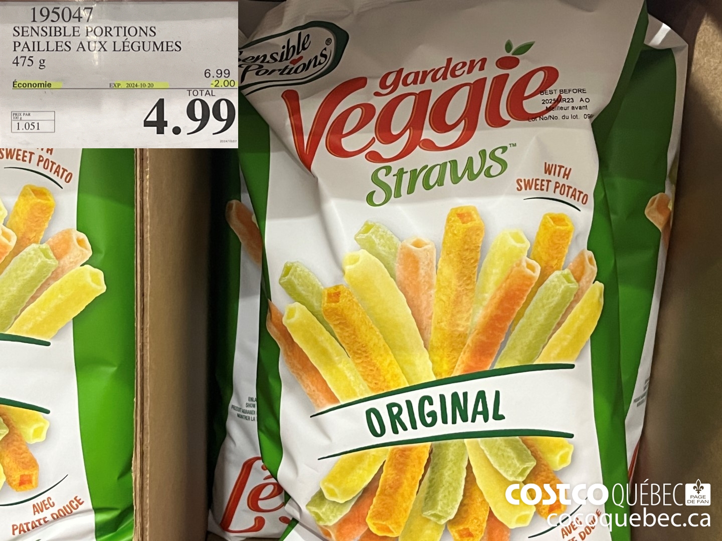 195047 SENSIBLE PORTIONS PAILLES AUX LEGUMES 475 g ($2.00 INSTANT SAVINGS EXPIRES ON 2024-10-13) $4.99