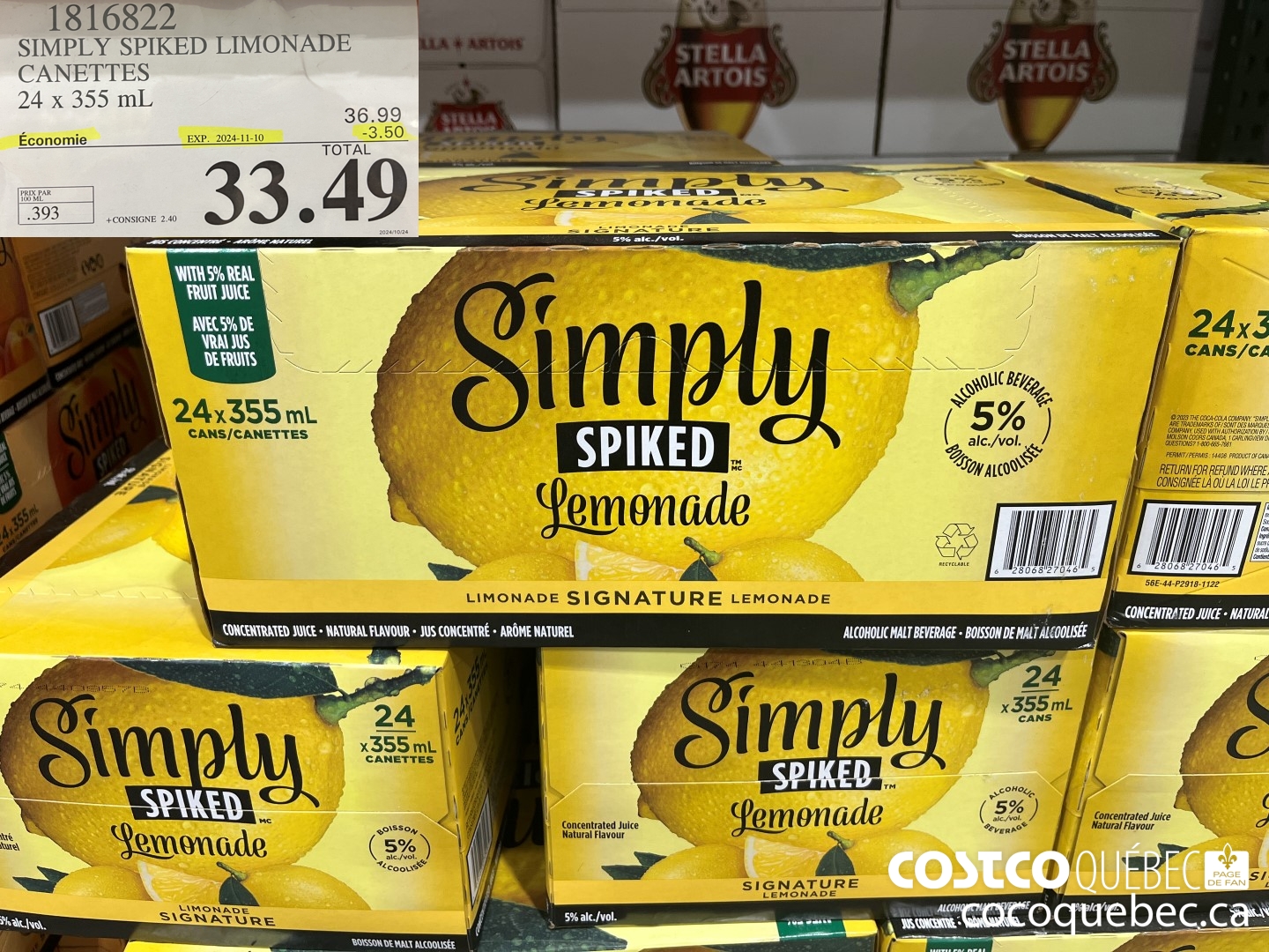 1816822 SIMPLY SPIKED LIMONADE CANETTES 24 x 355 mL  ($3.50 INSTANT SAVINGS EXPIRES ON 2024-11-10) $33.49