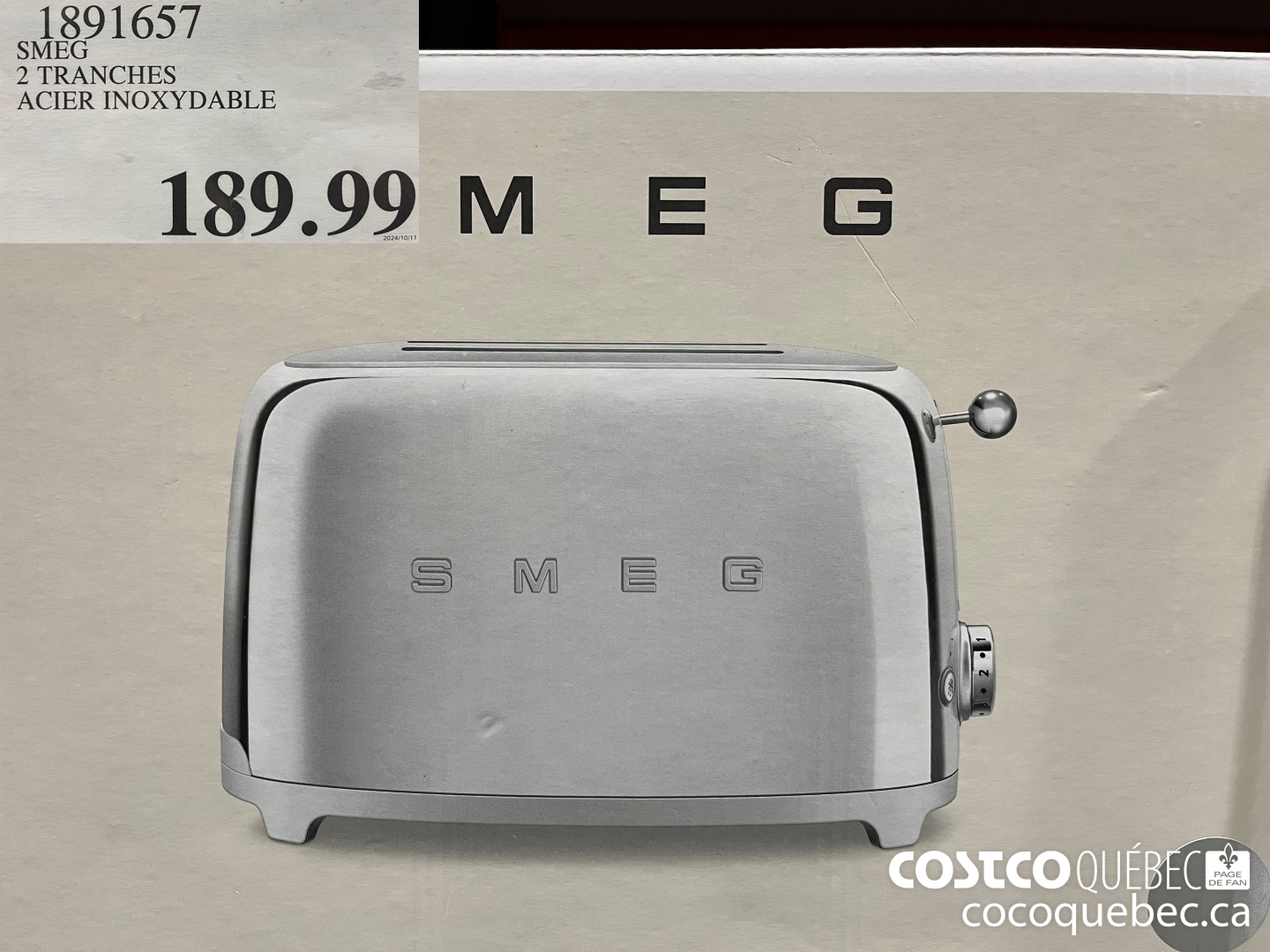 1891657 SMEG 2 TRANCHES ACIER INOXYDABLE  $189.99