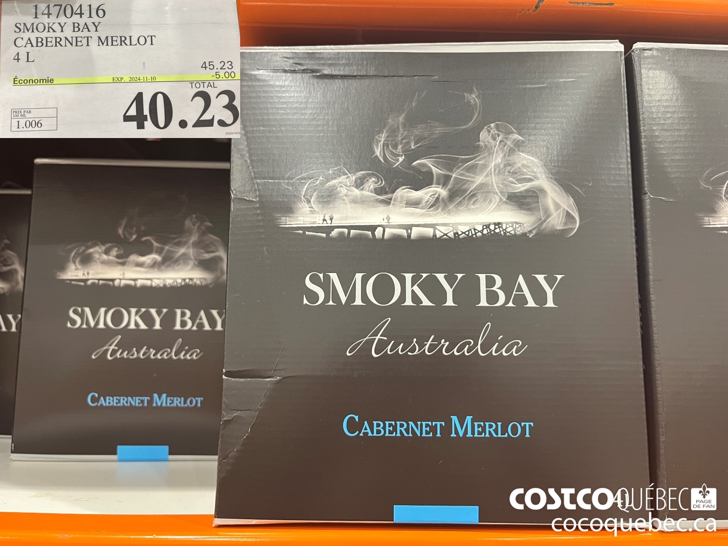 1470416 SMOKY BAY CABERNET MERLOT 4L  ($4.00 INSTANT SAVINGS EXPIRES ON 2024-11-10) $40.23