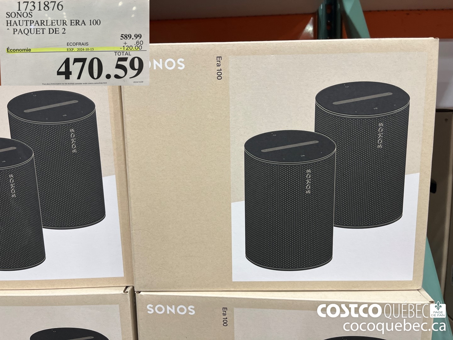 17313876 SONOS HAUTPARLEUR ERA 100 PAQUET DE 2  ($120.00 INSTANT SAVINGS EXPIRES ON 2024-10-13) $470.59