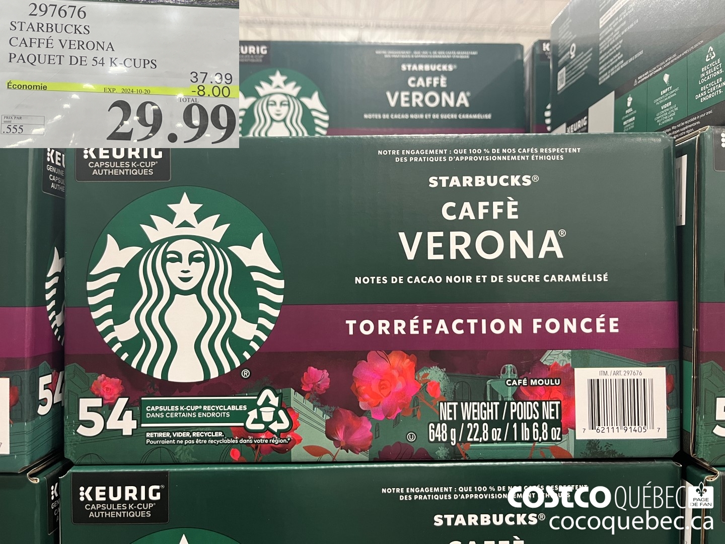 297676 STARBUCKS CAFFE VERONA PAQUET DE 54 K-CUPS ($8.00 INSTANT SAVINGS EXPIRES ON 2024-10-20) $29.99