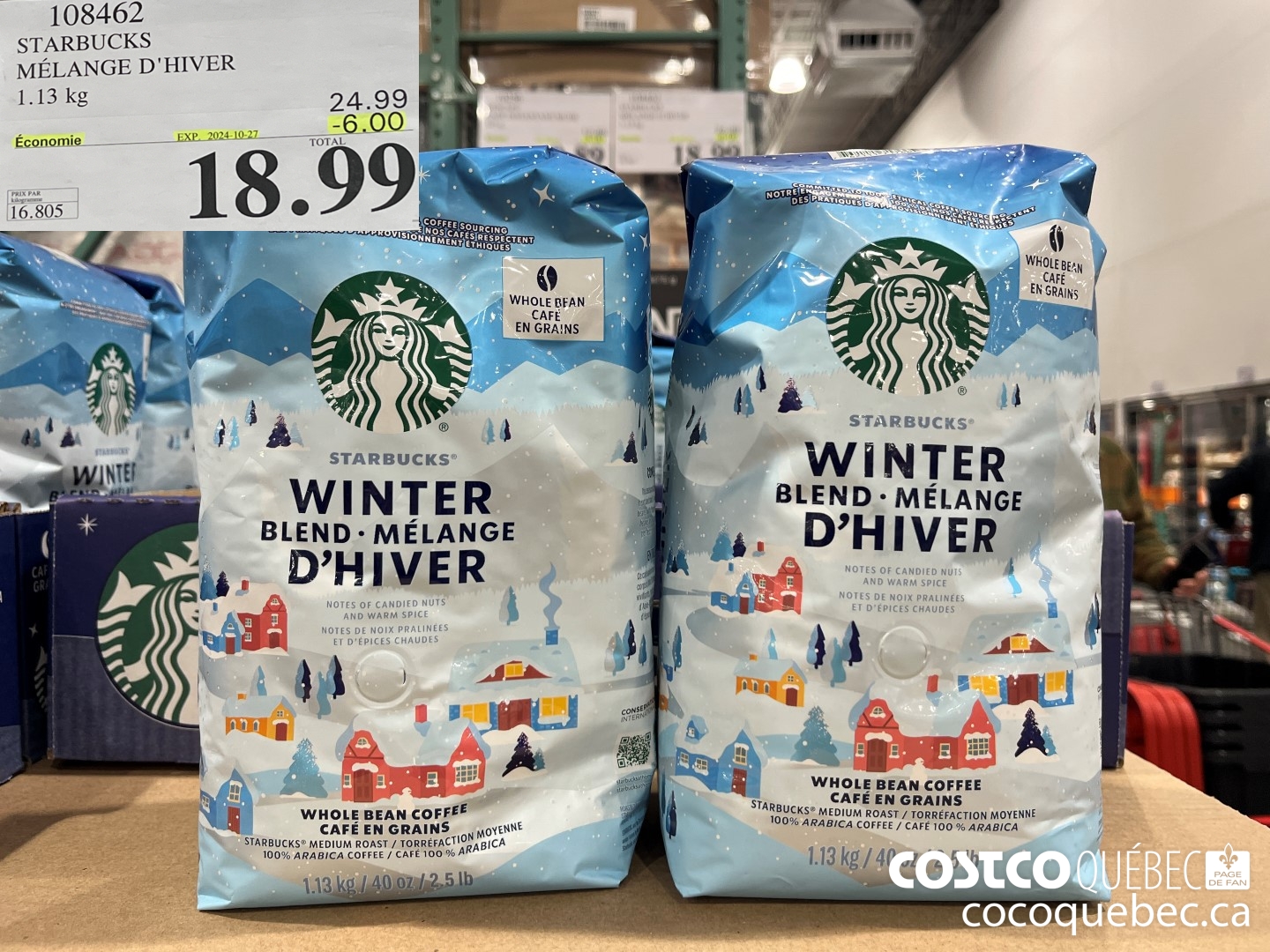 108462 STARBUCKS MELANGE D'HIVER 1.13 KG ($6.00 INSTANT SAVINGS EXPIRES ON 2024-10-27) $18.99