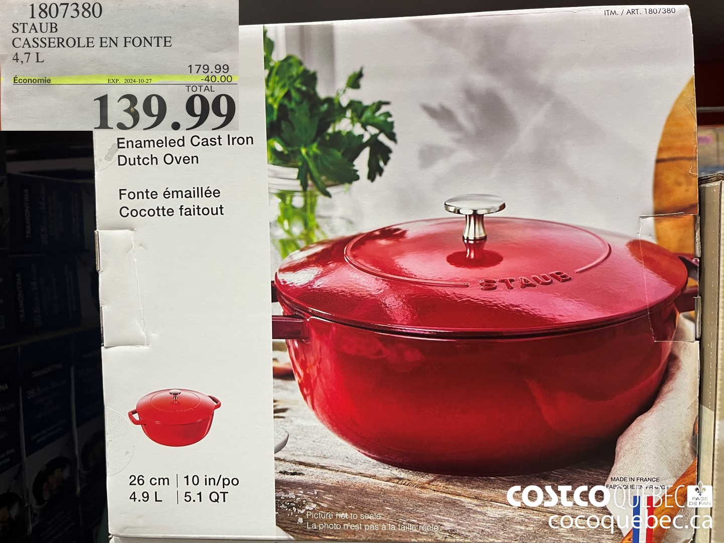 1807380 STAUB CASSEROLE EN FONTE 4.7L  ($40.00 INSTANT SAVINGS EXPIRES ON 2024-10-27) $139.99