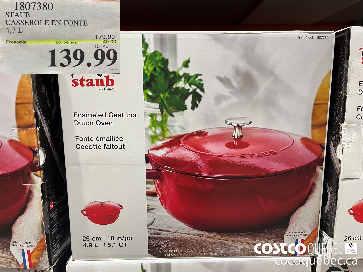 1807380 STAUB CASSEROLE EN FONTE 4.7L  ($40.00 INSTANT SAVINGS EXPIRES ON 2024-10-27) $139.99