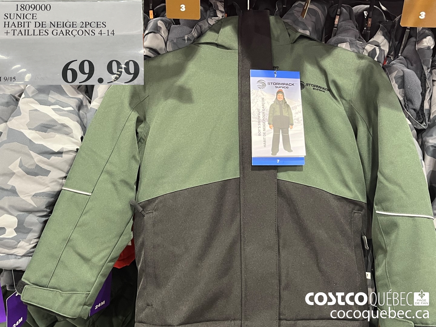 1809000 SUNICE HABIT DE NEIGE 2PCES +TAILLES GARCONS 4-14  $69.99