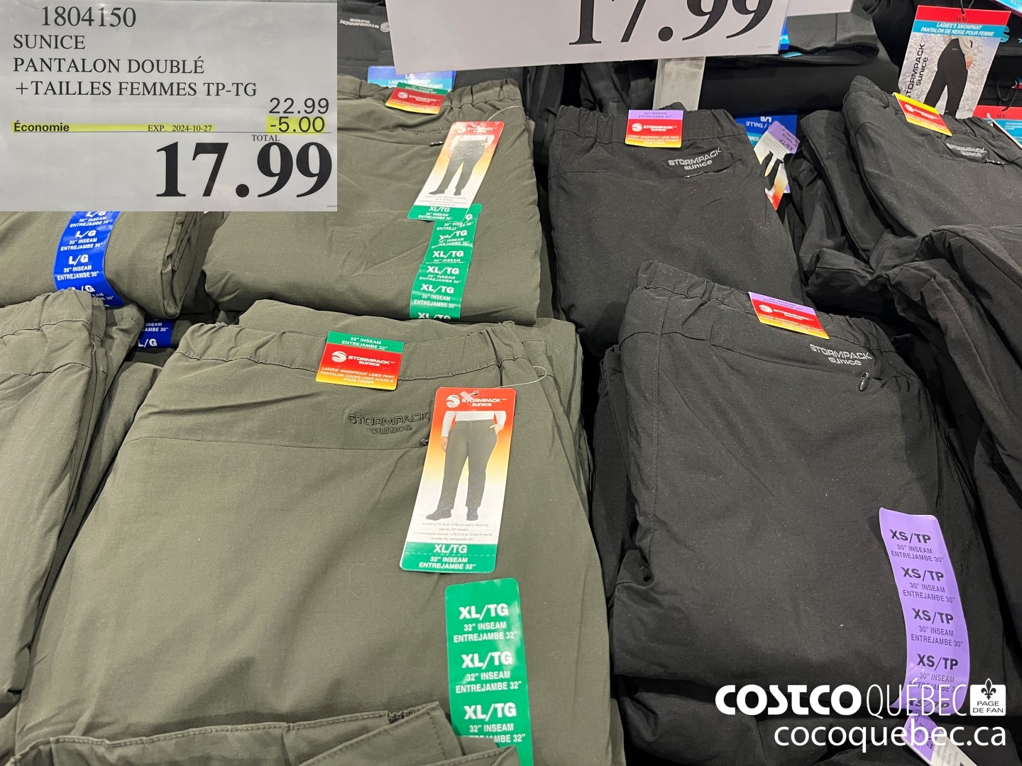 1804150 SUNICE PANTALON DOUBLE + TAILLES FEMMES TP-TG  ($5.00 INSTANT SAVINGS EXPIRES ON 2024-10-27) $17.99