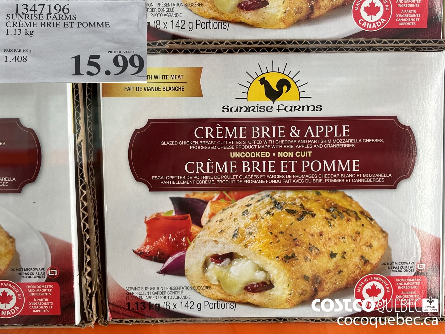 1347196 SUNRISE FARMS CREME BRIE ET POMME $15.99