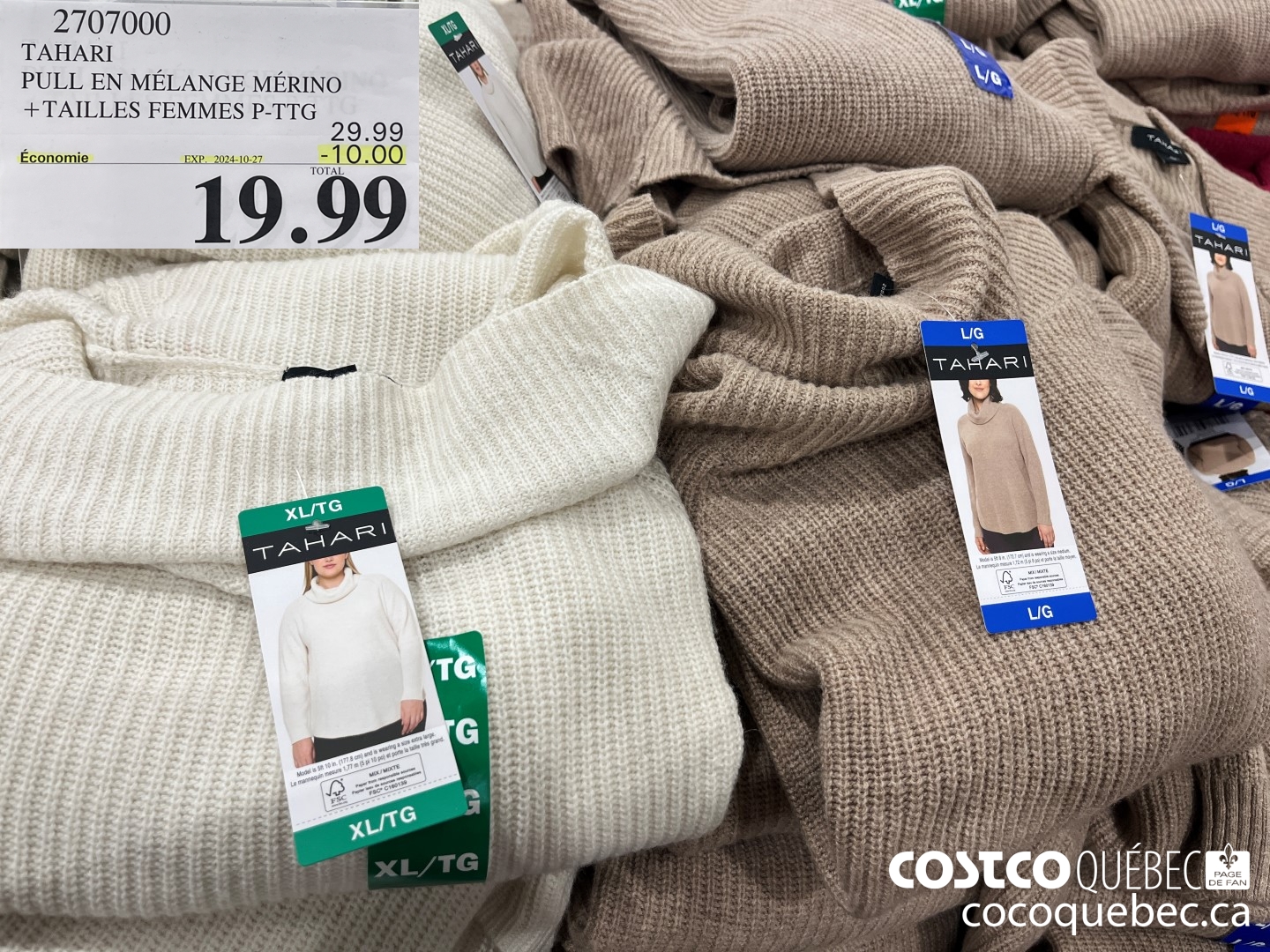 2707000 TAHARI PULL EN MELANGE MERINO TAILLES FEMMES P-TTG  ($10.00 INSTANT SAVINGS EXPIRES ON 2024-10-27) $19.99
