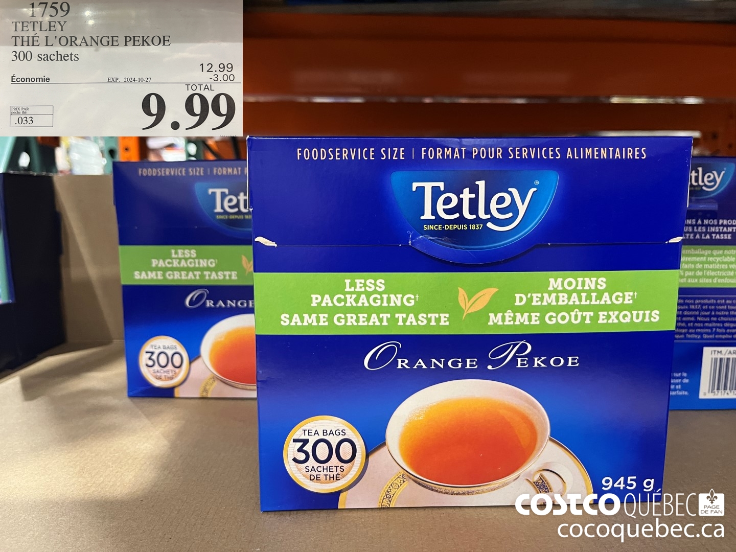 1759 TETLEY THE L'ORANGE PEKOE  ($3.00 INSTANT SAVINGS EXPIRES ON 2024-10-27) $9.99